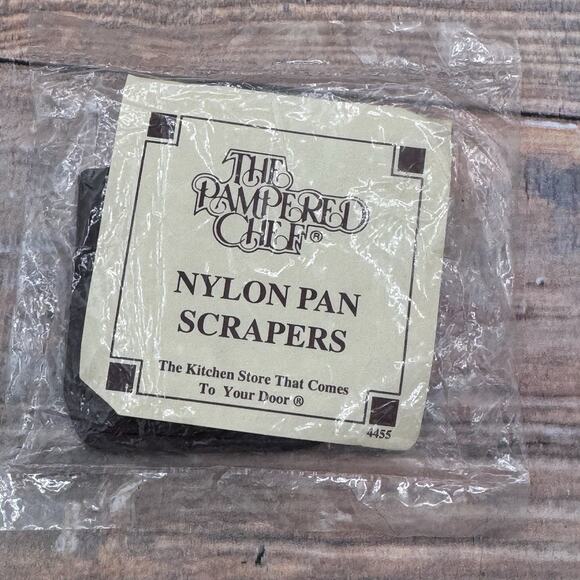 Vtg Pampered Chef Nylon Pan Scrapers Set of 3 Brown NOS NEW Sealed! #4455 - Picture 1 of 4